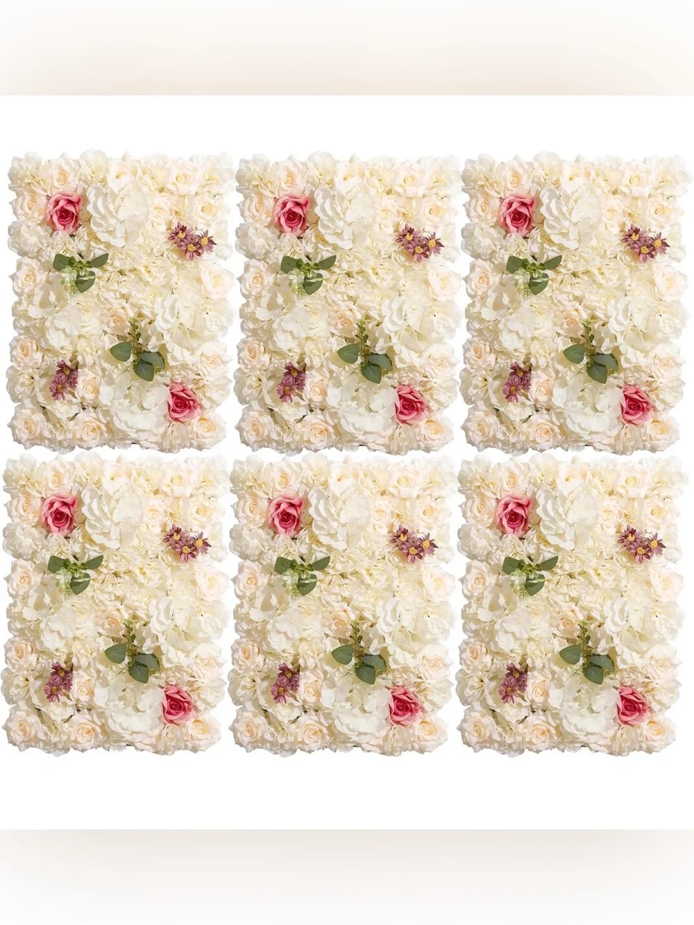 Flower Wall Backdrop 6 Panels 16×24”Champagne Rose 3D design Realistic Look